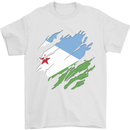 Torn Djibouti Flag Djiboutians Day Football Mens T-Shirt 100% Cotton White