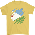Torn Djibouti Flag Djiboutians Day Football Mens T-Shirt 100% Cotton Yellow