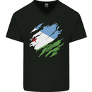 Torn Djibouti Flag Djiboutians Day Football Mens V-Neck Cotton T-Shirt Black