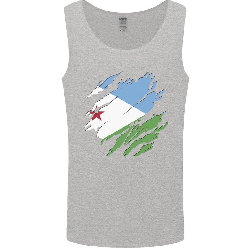 Torn Djibouti Flag Djiboutians Day Football Mens Vest Tank Top Sports Grey