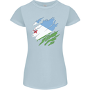 Torn Djibouti Flag Djiboutians Day Football Womens Petite Cut T-Shirt Light Blue