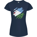 Torn Djibouti Flag Djiboutians Day Football Womens Petite Cut T-Shirt Navy Blue