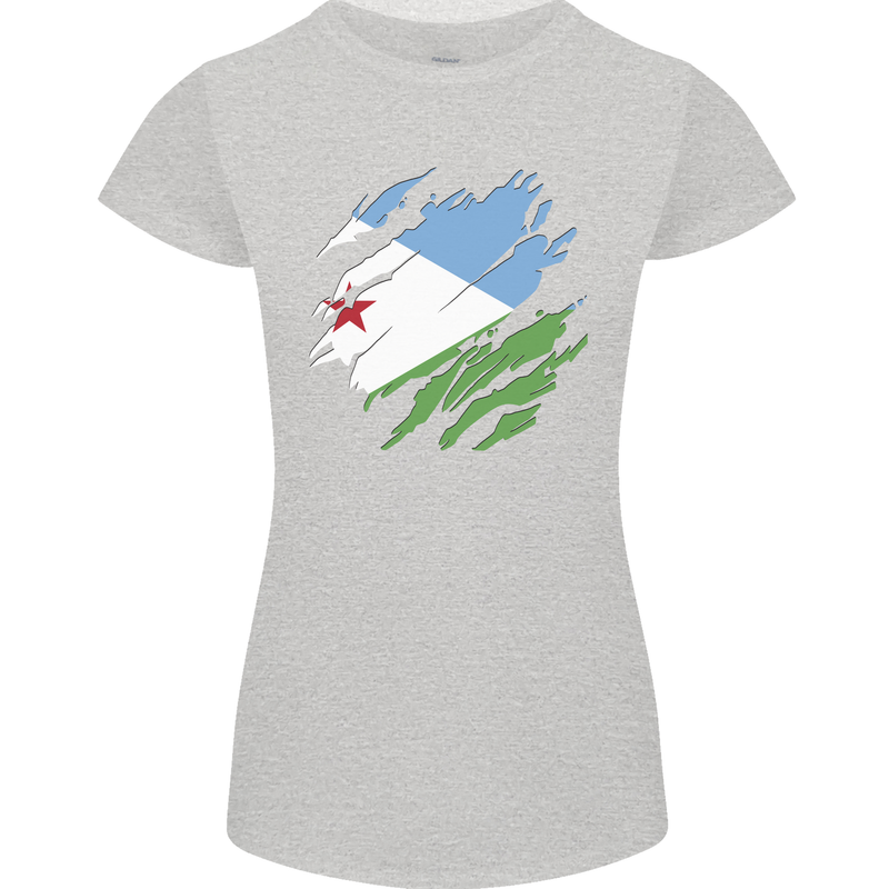 Torn Djibouti Flag Djiboutians Day Football Womens Petite Cut T-Shirt Sports Grey