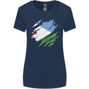 Torn Djibouti Flag Djiboutians Day Football Womens Wider Cut T-Shirt Navy Blue
