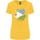 Torn Djibouti Flag Djiboutians Day Football Womens Wider Cut T-Shirt Yellow