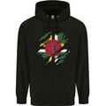 Torn Dominica Flag Dominican Day Football Childrens Kids Hoodie Black