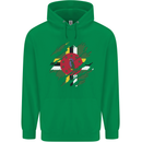 Torn Dominica Flag Dominican Day Football Childrens Kids Hoodie Irish Green