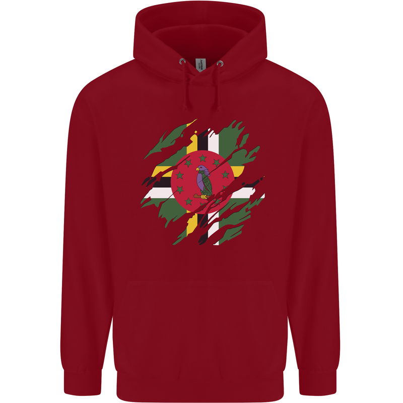 Torn Dominica Flag Dominican Day Football Childrens Kids Hoodie Red