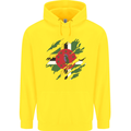 Torn Dominica Flag Dominican Day Football Childrens Kids Hoodie Yellow