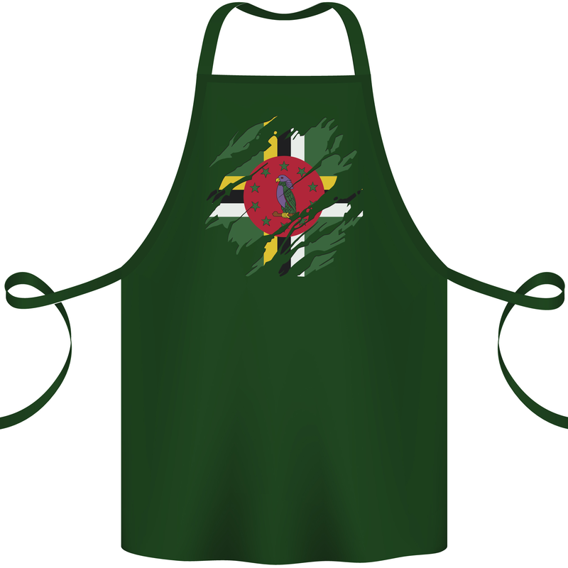 Torn Dominica Flag Dominican Day Football Cotton Apron 100% Organic Forest Green