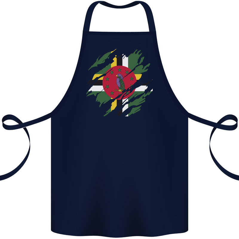 Torn Dominica Flag Dominican Day Football Cotton Apron 100% Organic Navy Blue