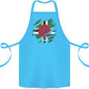 Torn Dominica Flag Dominican Day Football Cotton Apron 100% Organic Turquoise