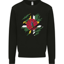 Torn Dominica Flag Dominican Day Football Kids Sweatshirt Jumper Black