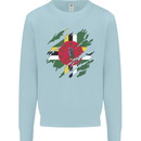 Torn Dominica Flag Dominican Day Football Kids Sweatshirt Jumper Light Blue