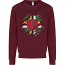 Torn Dominica Flag Dominican Day Football Kids Sweatshirt Jumper Maroon
