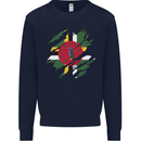 Torn Dominica Flag Dominican Day Football Kids Sweatshirt Jumper Navy Blue