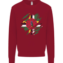 Torn Dominica Flag Dominican Day Football Kids Sweatshirt Jumper Red