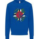 Torn Dominica Flag Dominican Day Football Kids Sweatshirt Jumper Royal Blue