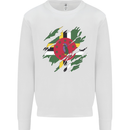 Torn Dominica Flag Dominican Day Football Kids Sweatshirt Jumper White