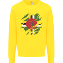 Torn Dominica Flag Dominican Day Football Kids Sweatshirt Jumper Yellow