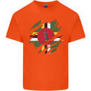 Torn Dominica Flag Dominican Day Football Kids T-Shirt Childrens Orange