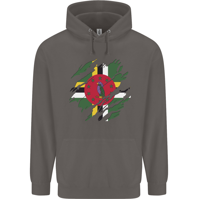 Torn Dominica Flag Dominican Day Football Mens 80% Cotton Hoodie Charcoal