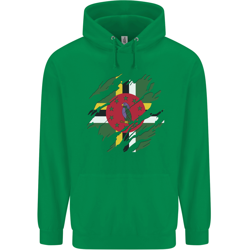 Torn Dominica Flag Dominican Day Football Mens 80% Cotton Hoodie Irish Green