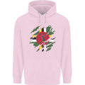 Torn Dominica Flag Dominican Day Football Mens 80% Cotton Hoodie Light Pink