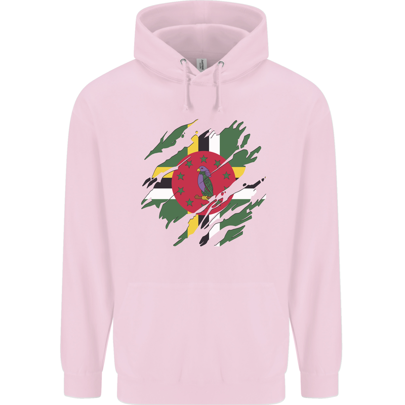 Torn Dominica Flag Dominican Day Football Mens 80% Cotton Hoodie Light Pink