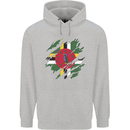 Torn Dominica Flag Dominican Day Football Mens 80% Cotton Hoodie Sports Grey