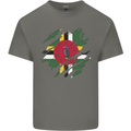 Torn Dominica Flag Dominican Day Football Mens Cotton T-Shirt Tee Top Charcoal