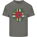 Torn Dominica Flag Dominican Day Football Mens Cotton T-Shirt Tee Top Charcoal