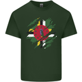Torn Dominica Flag Dominican Day Football Mens Cotton T-Shirt Tee Top Forest Green