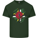 Torn Dominica Flag Dominican Day Football Mens Cotton T-Shirt Tee Top Forest Green