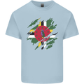 Torn Dominica Flag Dominican Day Football Mens Cotton T-Shirt Tee Top Light Blue