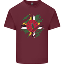 Torn Dominica Flag Dominican Day Football Mens Cotton T-Shirt Tee Top Maroon