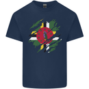 Torn Dominica Flag Dominican Day Football Mens Cotton T-Shirt Tee Top Navy Blue