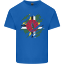 Torn Dominica Flag Dominican Day Football Mens Cotton T-Shirt Tee Top Royal Blue