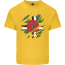 Torn Dominica Flag Dominican Day Football Mens Cotton T-Shirt Tee Top Yellow