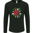 Torn Dominica Flag Dominican Day Football Mens Long Sleeve T-Shirt Black