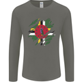 Torn Dominica Flag Dominican Day Football Mens Long Sleeve T-Shirt Charcoal