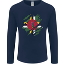 Torn Dominica Flag Dominican Day Football Mens Long Sleeve T-Shirt Navy Blue