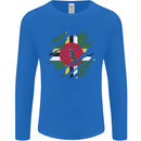 Torn Dominica Flag Dominican Day Football Mens Long Sleeve T-Shirt Royal Blue