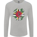 Torn Dominica Flag Dominican Day Football Mens Long Sleeve T-Shirt Sports Grey