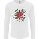 Torn Dominica Flag Dominican Day Football Mens Long Sleeve T-Shirt White