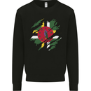 Torn Dominica Flag Dominican Day Football Mens Sweatshirt Jumper Black