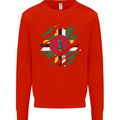 Torn Dominica Flag Dominican Day Football Mens Sweatshirt Jumper Bright Red