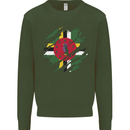 Torn Dominica Flag Dominican Day Football Mens Sweatshirt Jumper Forest Green
