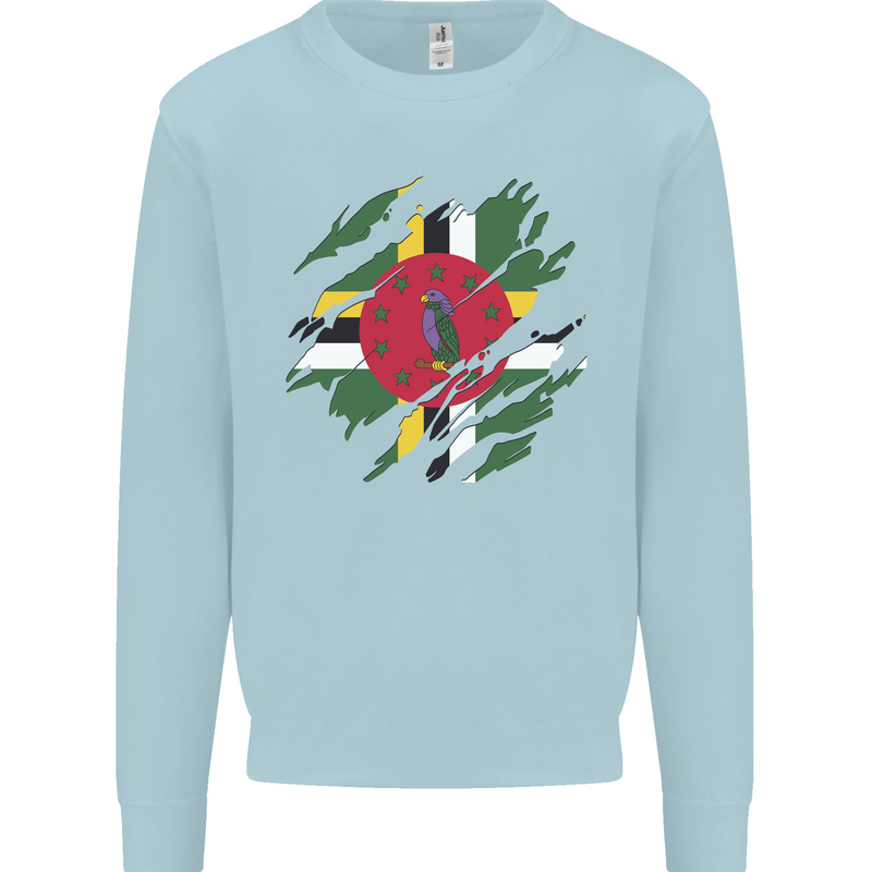 Torn Dominica Flag Dominican Day Football Mens Sweatshirt Jumper Light Blue