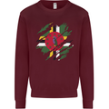 Torn Dominica Flag Dominican Day Football Mens Sweatshirt Jumper Maroon